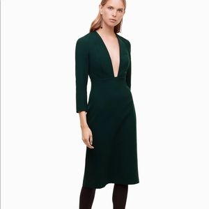 NWT Babaton Aritzia Everest Green Masu Plunge Dress sz 8